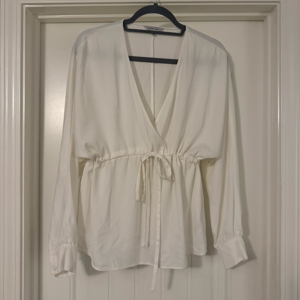 Naked Zebra White V-Neck Blouse